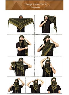 نيبمينينت شال عسكري من القطن شيماغ كوفية للسيدات والرجال مع زخرفة للشعر والرقبة في الصحراء  - Image 2