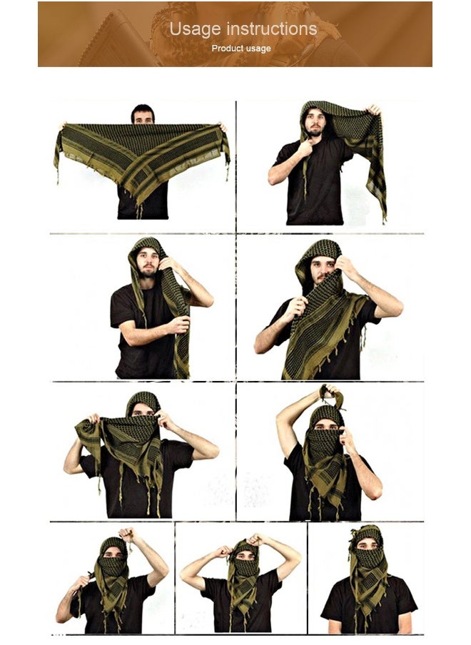 NIBEMINENT Cotton Shemagh Keffiyeh Tactical Desert Scarf Neck Head Wrap with Tassel for Men Women  - Image 2