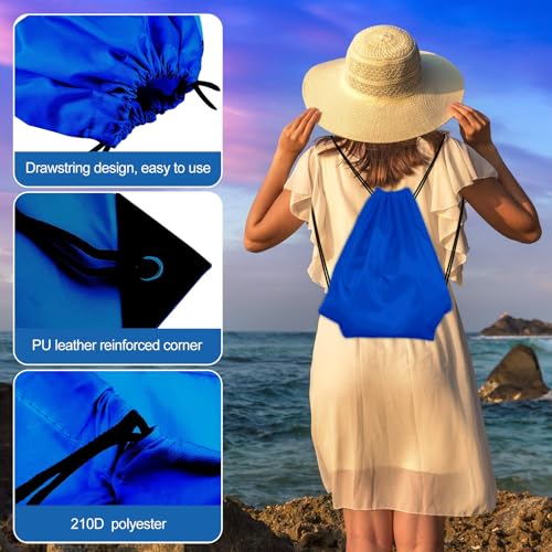 KUUQA 50Pcs Blue Drawstring Backpack Bag Sack Drawstring Bags Bulk String Bags Storage Bags for Sport Gym Traveling - Image 3