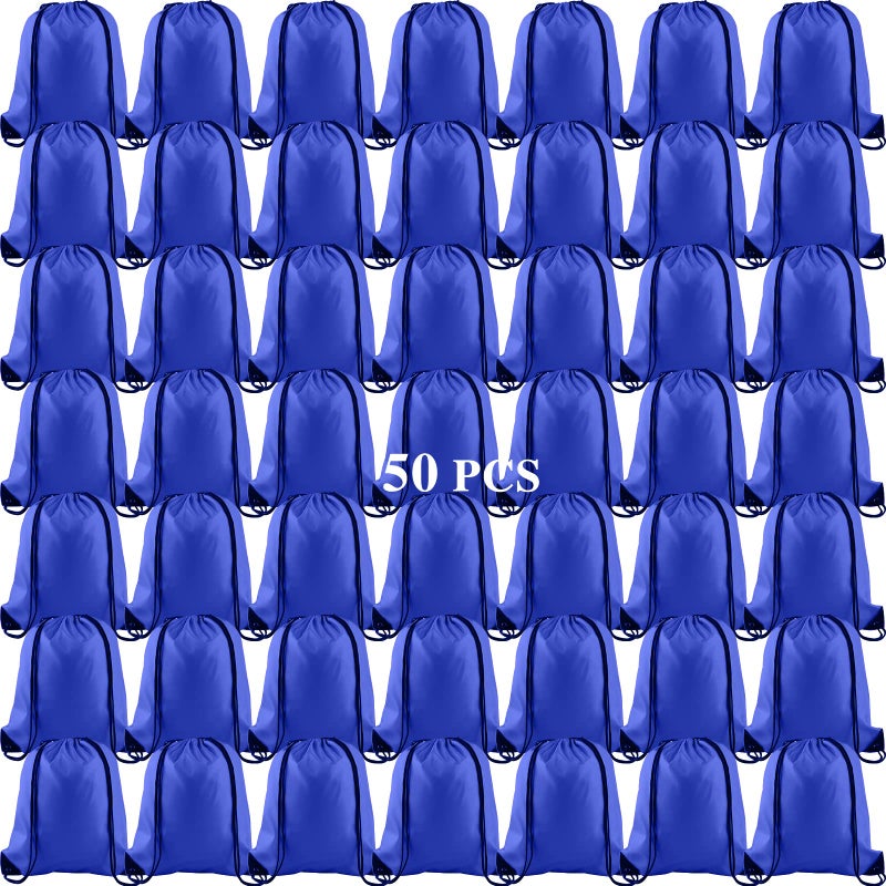KUUQA 50Pcs Blue Drawstring Backpack Bag Sack Drawstring Bags Bulk String Bags Storage Bags for Sport Gym Traveling - Image 2