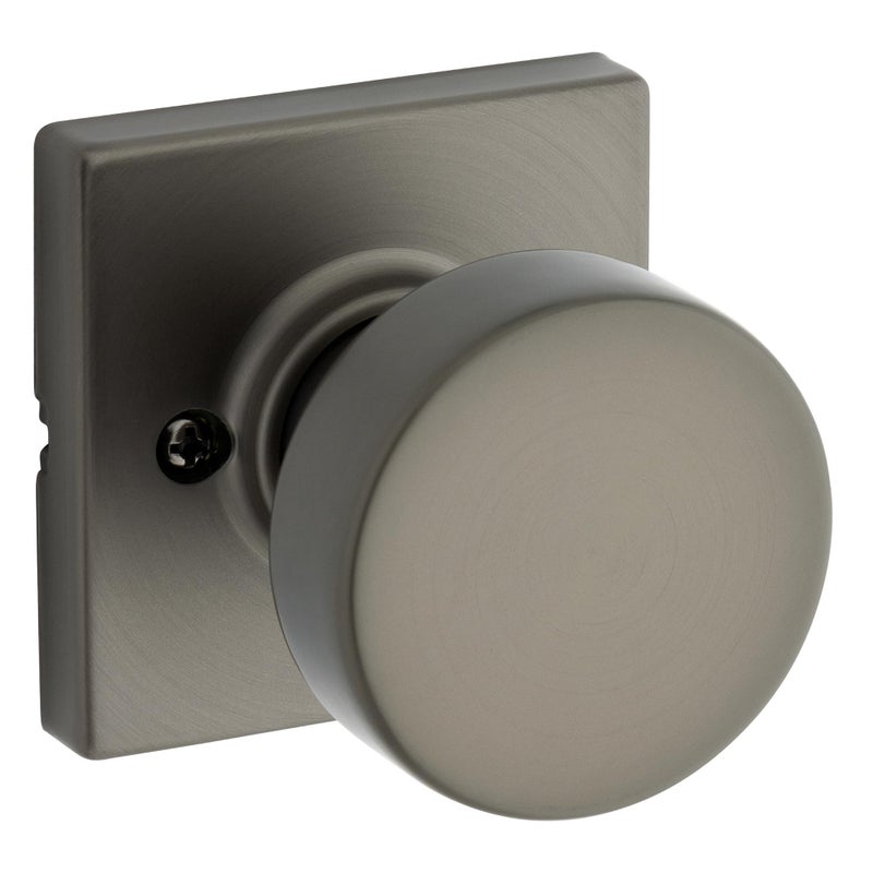Kwikset Pismo Dummy Door Knob  Square Single Sided Handle For Closets  French Double Doors  And Pantry  Gunmetal Non-Turning Interior Push/Pull Door Knob - Image 1