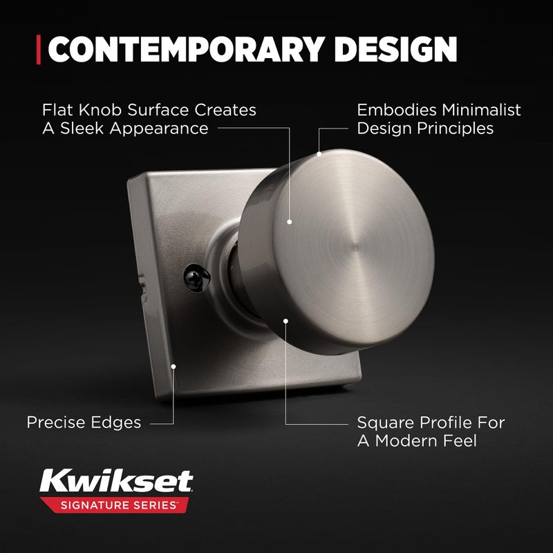 Kwikset Pismo Dummy Door Knob  Square Single Sided Handle For Closets  French Double Doors  And Pantry  Gunmetal Non-Turning Interior Push/Pull Door Knob - Image 5