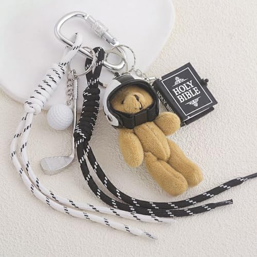 Disengor Teddy Bear Bag Charm - Cute Purse Charms for Handbags - Y2K Rope Keychain for Backpacks Wallets Car Key Accessories(bear) - Image 4