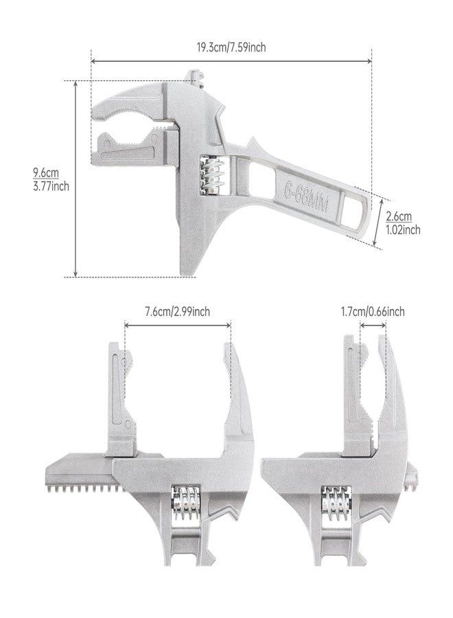 OriGlam Stubby Adjustable Wrench, Large Opening Wrench Spanner, Aluminum Alloy Wide Jaw Spanner Repair Tool for Bathroom Washbasin Tube Plumbing Automotive - Image 5