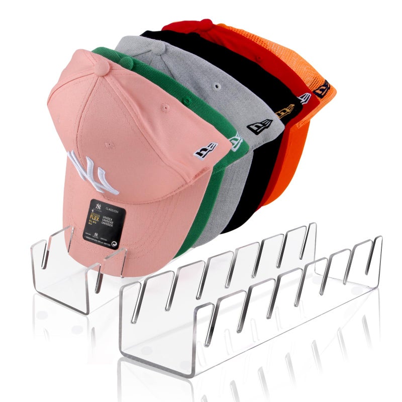 Sloworld Hat Stand For Baseball Caps  2 Pcs No Install Acrylic Hat Organizer For 14 Baseball Caps  Hat Racks For Baseball Caps Display And Organizer For Bedroom  Closet  Dresser  Office (Clear*2) - Image 1