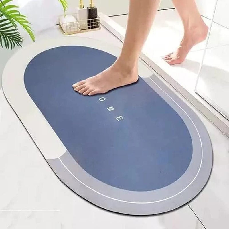 GABANIZ GABANIZ Polyester Bathroom Oval Door Mat Floor Bath Mat Carpet Non Slip Mat for Bathroom Cushion Super Absorbent Soft Carpet Quick Dry Dirt Barrier for Home Office 40X60Cm  - Image 1