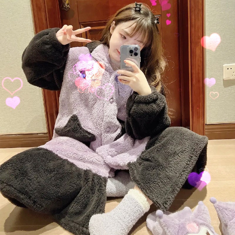Picking Rabbit Thick Coral Velvet Bathrobe A/W