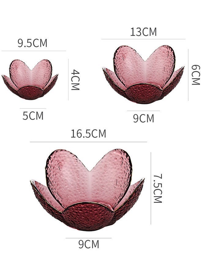 NIBEMINENT 3-Piece Lotus Glass Plates Red 16.5x7.5x9cm - Image 4