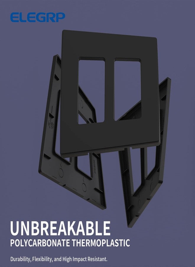 ELEGRP 2 Gang Screwless Decorative Wall Plates, Mid-Size Unbreakable Thermoplastic Faceplate Cover for Decorator Receptacle Outlet Switch, UL Listed (5 Pack, Matte Black) - Image 4