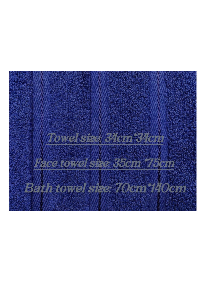 Luxury Bath Towel Set100% Cotton High Water Absorption Thickened Soft and Durable Hotel Bathroom Towels Sports Beach Spa Daily Household Size 2 (70 * 140cm) 2 (35 * 75cm) 2 (34 * 34cm) (Navy blue) - pzsku/ZD89C4729A47CB7F684A6Z/45/_/1731046648/a220b31a-fcba-4a31-8332-ec700a0d2c2f