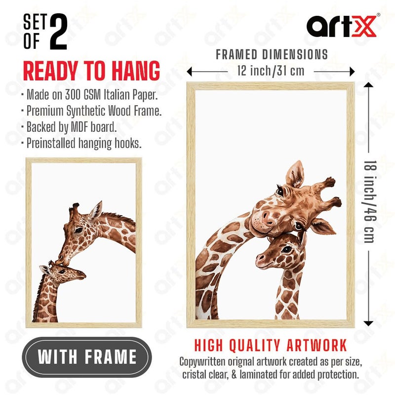 ArtX لوحات جدارية لغرفة الأطفال، إطار جمل، عناصر ديكور، حجم 12x18 بوصة (A3+)، متعدد الألوان، خشب صناعي، مجموعة من 2 - Image 2