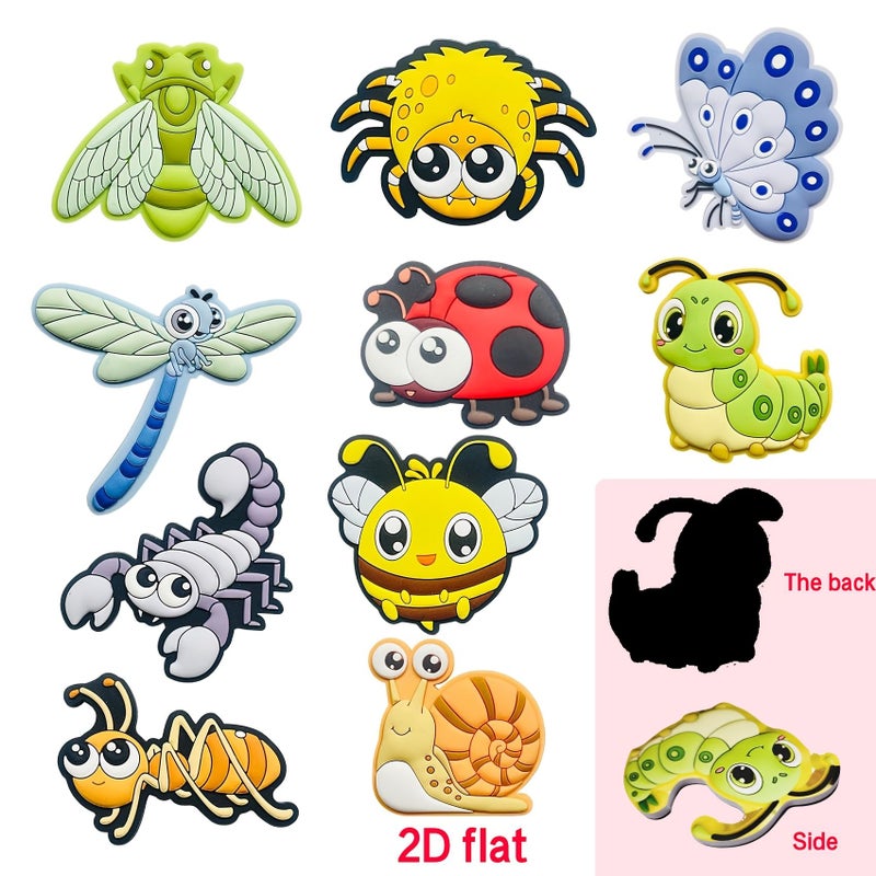 10pcs Cartoon Insect Dishwasher Magnets 2D Flat Cute Bug Set Dragonfly Bee Butterfly Durable PVC Easy Install Clean No Residue For Dishwasher Door Fridge Whiteboard Car Metal Surfaces Fun Home School Party Decor Gift Cartoon Cute Insect Themed Magnetic Stickers - Image 1