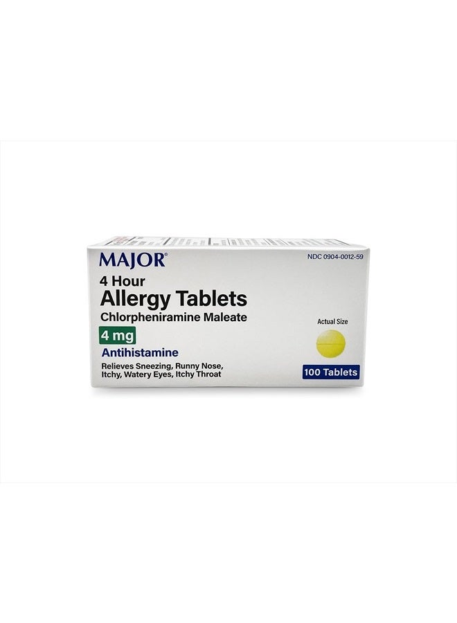 Major Pharmaceuticals Chlorpheniramine 4 mg Tablets, 100 Count - Image 1