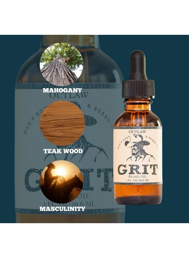 GRIT Outlaw Premium Beard Oil (1 Fl Oz) | Coconut Oil, Vitamin E | Beard Oil For Grooming | Hydrating Conditioning Oils | Softens Brittle & Dry Facial Hair |  - Image 2