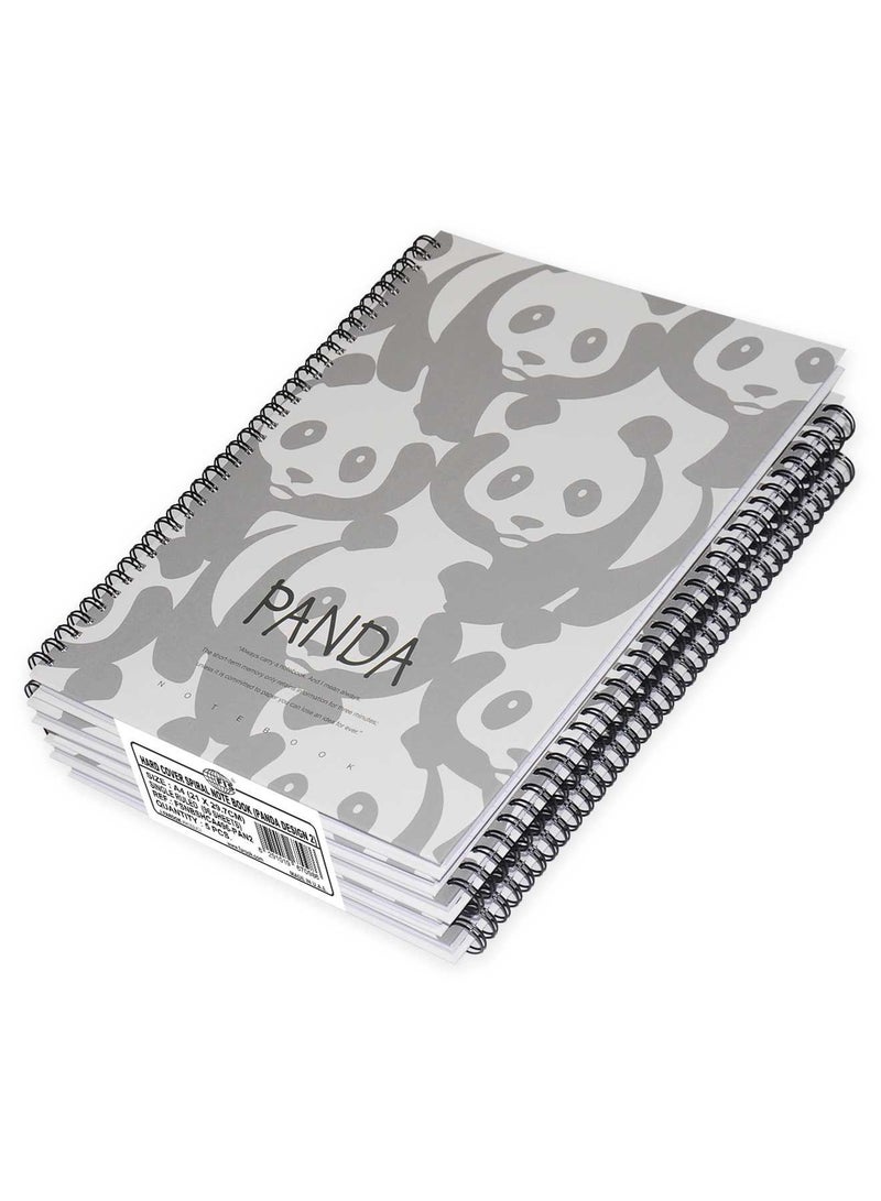 FIS دفتر ملاحظات بغطاء صلب حلزوني 5 قطع 96 ورقة تصميم باندا A4 - Image 1