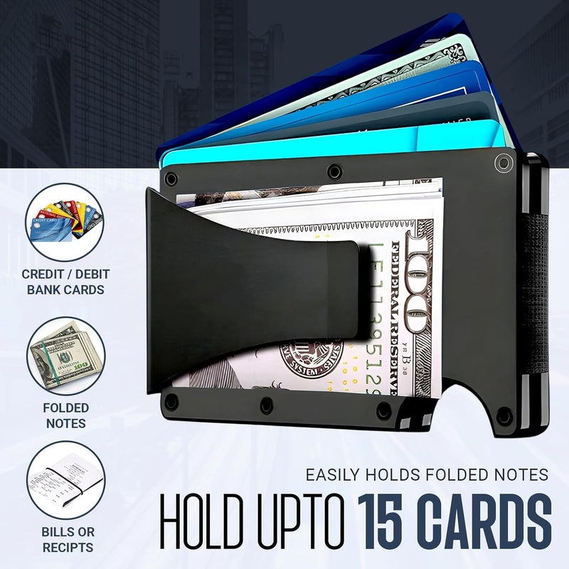RFID Aluminum Alloy Card Holder Anti-Skimming Multi-function Men's Metal Card Case - Image 3