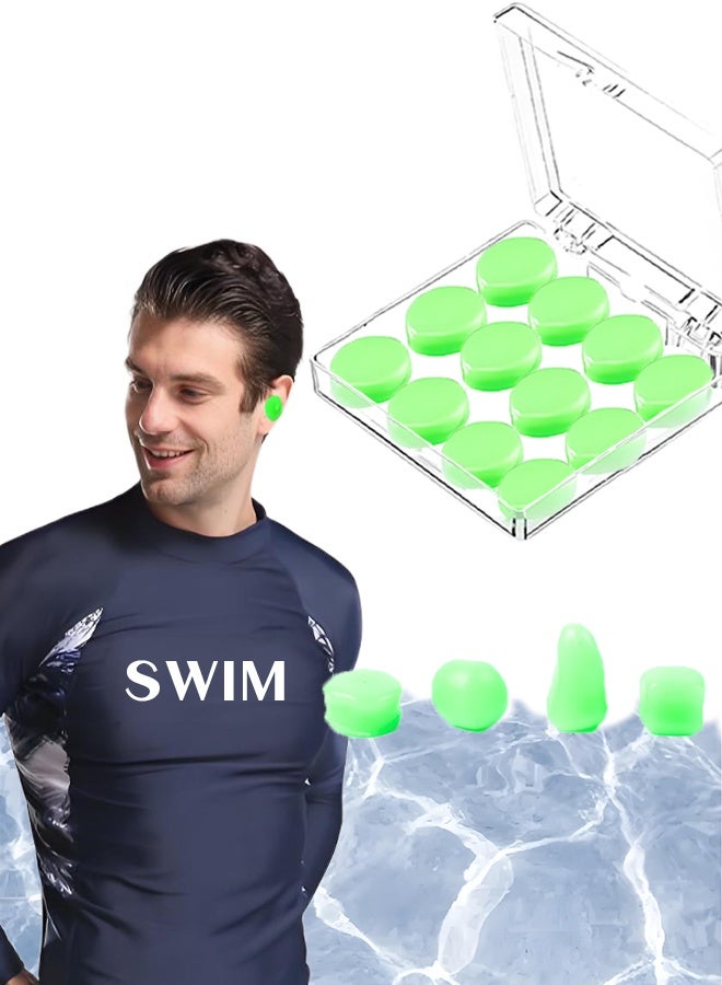 Wish Plus Earplugs for Sleeping Swimming – Reusable Moldable Soft Gel Strong Noise Cancelling Ear Plugs, Zero Pressure Fit (Green-12Pcs) - Image 2