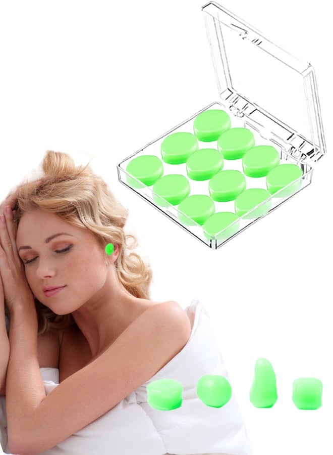 Wish Plus Earplugs for Sleeping Swimming – Reusable Moldable Soft Gel Strong Noise Cancelling Ear Plugs, Zero Pressure Fit (Green-12Pcs) - Image 1