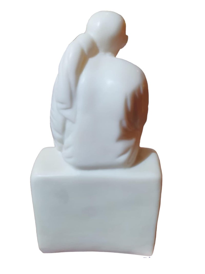 Hemant art Hemant art Sai Baba Marble Murti Pure Resin StatueIdolVastra Poshak Dress with Pagadi White Color 8 Inches  - Image 5