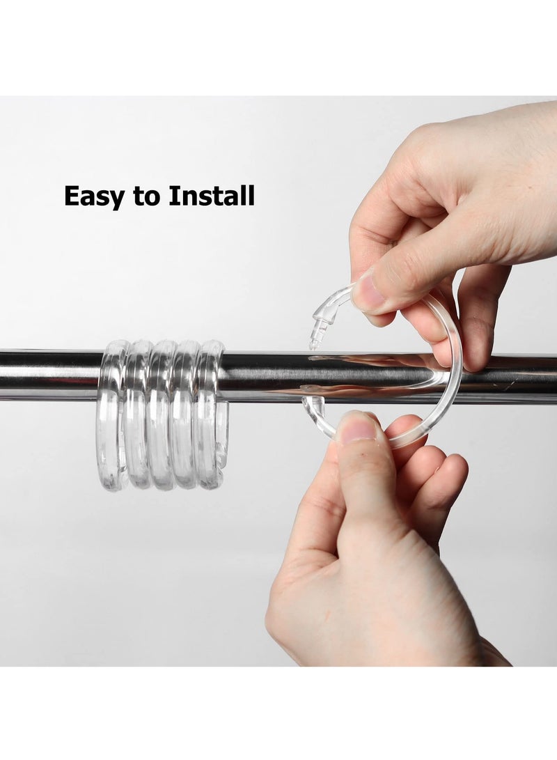 SYOSI 24Pcs Clear Shower Curtain Hooks, Plastic O-Ring Hangers for Bathroom Liners & Window Rods, Durable Round Rings  - Image 4