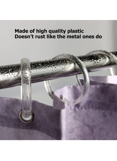 SYOSI 24Pcs Clear Shower Curtain Hooks, Plastic O-Ring Hangers for Bathroom Liners & Window Rods, Durable Round Rings  - Image 2
