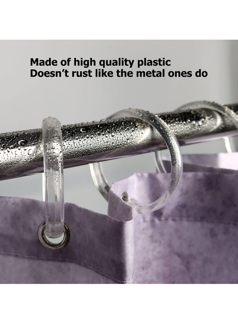 SYOSI 24Pcs Clear Shower Curtain Hooks, Plastic O-Ring Hangers for Bathroom Liners & Window Rods, Durable Round Rings  - Image 2