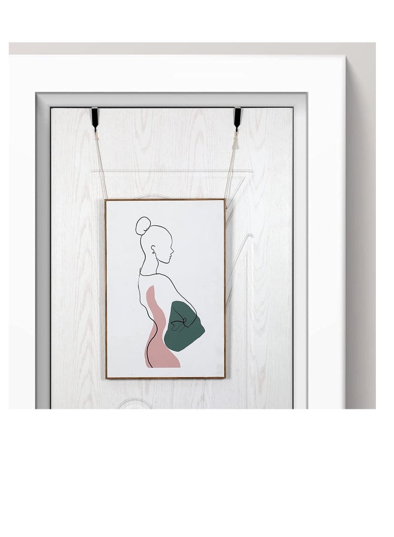 SYOSI خطاف على باب الحائط حامل صور معدني لوحدة الملابس لمرآة بحلقات مكتب لوحة بيضاء سوداء 4 قطع - Image 3