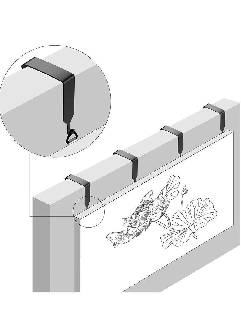 SYOSI خطاف على باب الحائط حامل صور معدني لوحدة الملابس لمرآة بحلقات مكتب لوحة بيضاء سوداء 4 قطع - Image 2