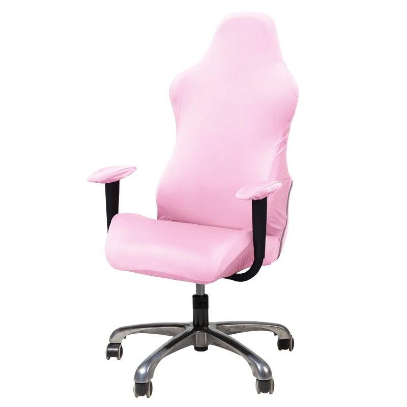 WOMACO Gaming Chair Slipcover Stretch Seat Chair Cover for Leather Computer Reclining Racing Ruffled Gamer Chair Protector Pink Onesize
