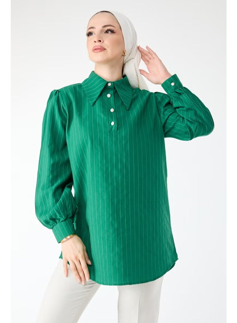 Tofisa 24426-GREEN Striped Detailed Long Sleeve Shirt - Image 1