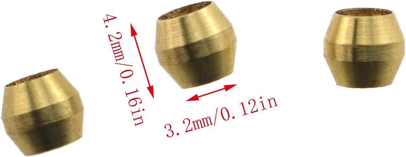 Eoutstanding Compression Ferrule Sleeve 50PCS 4mm Brass Double Taper Ferrule Pipe Tube Fittings - Image 2
