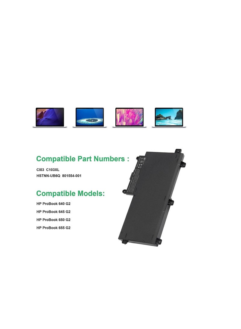 Terabyte Replace CI03 CI03XL Battery for,HP ProBook 640 650 645 655 G2 G3 T7B31AA CI03048XL CIO3 CIO3XL HSTNN-UB6Q LB6T 801554-001 801517-831 801517-541 HSTNN-I66C-4 HSTNN-I66C-5H HSTNN-I66C-5U - Image 4