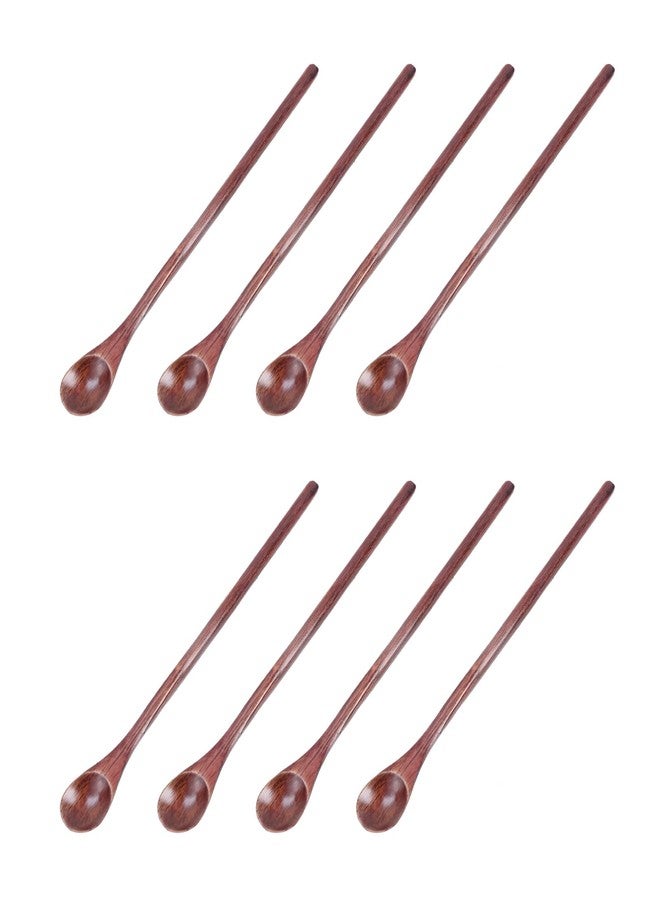Oedema 8 Pcs Long Handle Tasting Spoons 8 Inch Wooden Coffee Stirring Spoons Mixing Teaspoons for Kitchen Cooking Utensils - Image 1