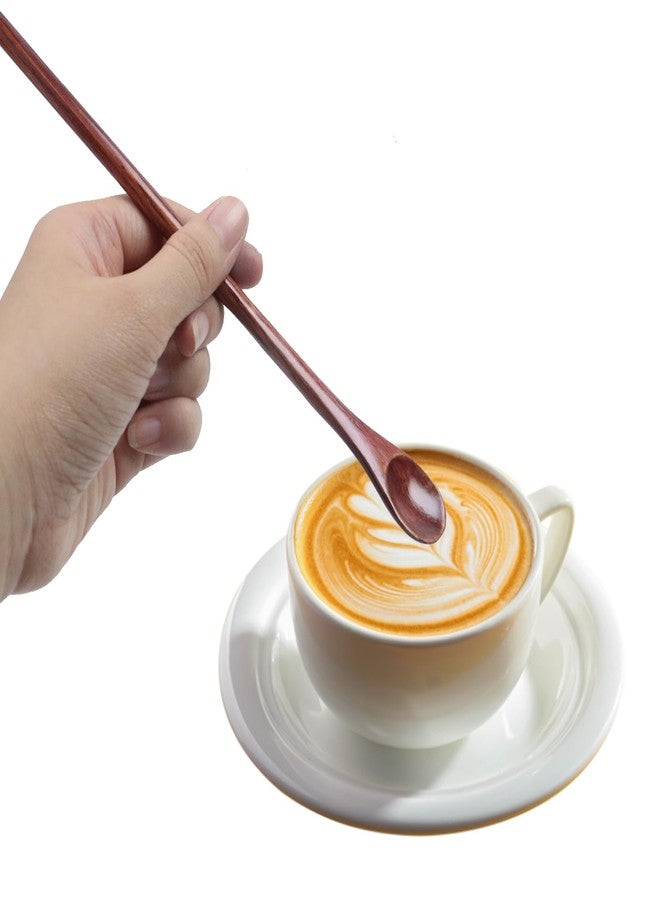 Oedema 8 Pcs Long Handle Tasting Spoons 8 Inch Wooden Coffee Stirring Spoons Mixing Teaspoons for Kitchen Cooking Utensils - Image 5