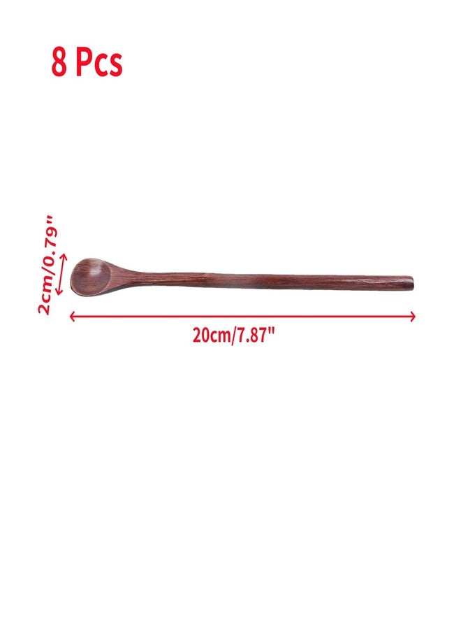 Oedema 8 Pcs Long Handle Tasting Spoons 8 Inch Wooden Coffee Stirring Spoons Mixing Teaspoons for Kitchen Cooking Utensils - Image 2