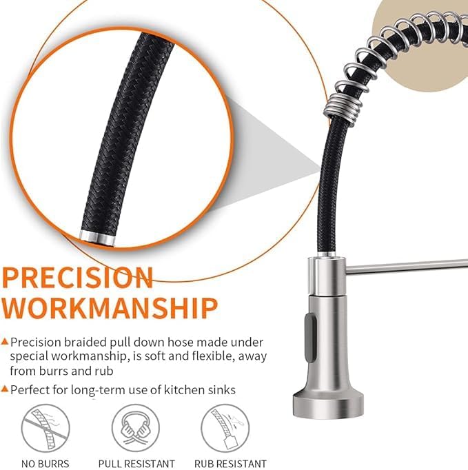 HEVASNEK 2 Modes Pull Down Kitchen Sink Faucet Spring Style Mounted Faucet Tap Dual Swivel Spout Hot Cold Water Mix Tap Connecting Hose Spring Faucet Kitchen Top MultiFunction Spray Head - Image 5