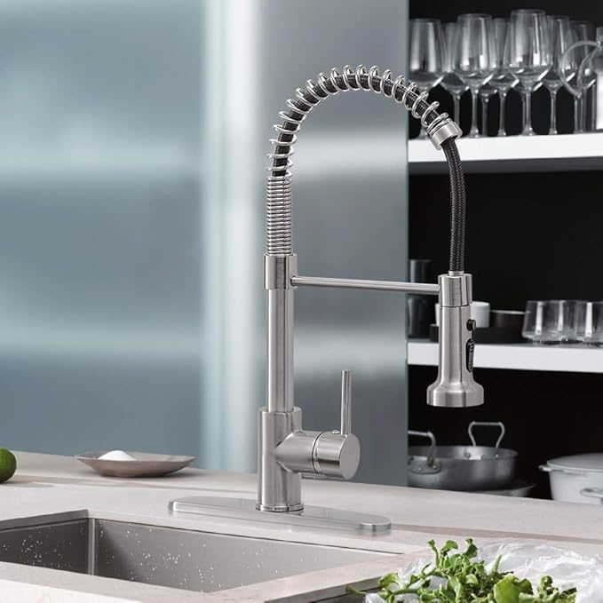 HEVASNEK 2 Modes Pull Down Kitchen Sink Faucet Spring Style Mounted Faucet Tap Dual Swivel Spout Hot Cold Water Mix Tap Connecting Hose Spring Faucet Kitchen Top MultiFunction Spray Head - Image 4