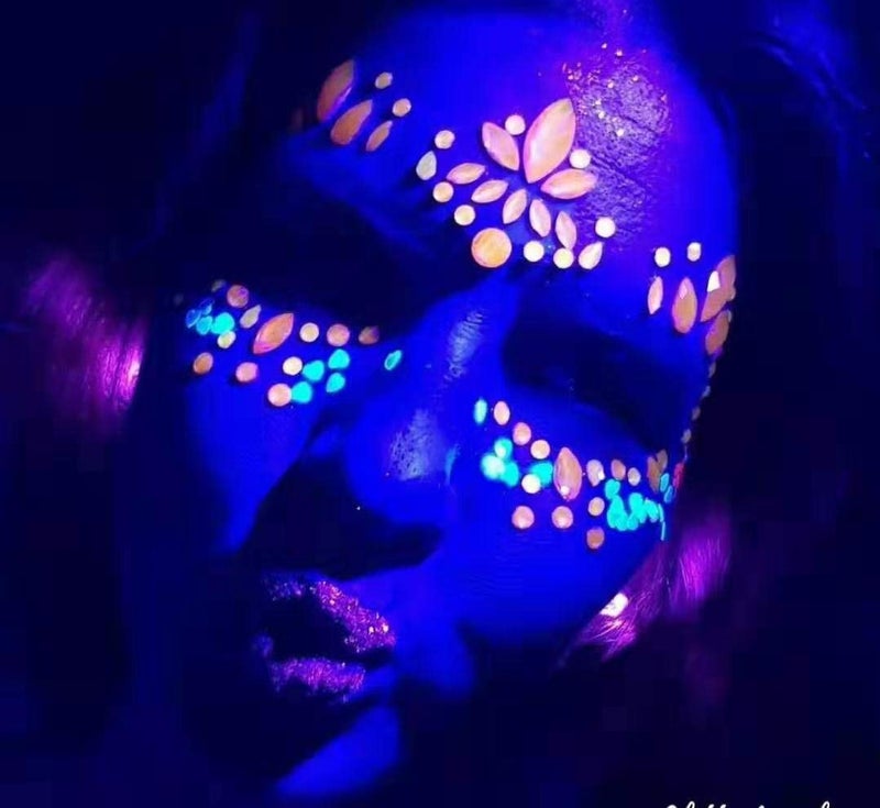 Meredmore 8Sets Glow in the Dark Face Gems Jewels Rave Noctilucent blacklight UV Body Stickers Luminous tattoos mermaid accessories pasties makeup for Women Halloween Festival - Image 5