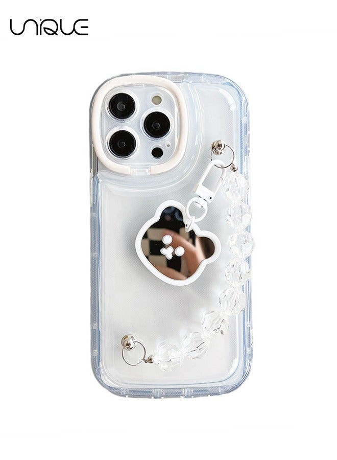 Unique Compatible with iPhone 15 Pro Max Cases, Camera Protector Clear Phone Case for iPhone 15 Pro Max, Girl Women's Phone Case with Cute Strap Bracelet Chain - Image 1