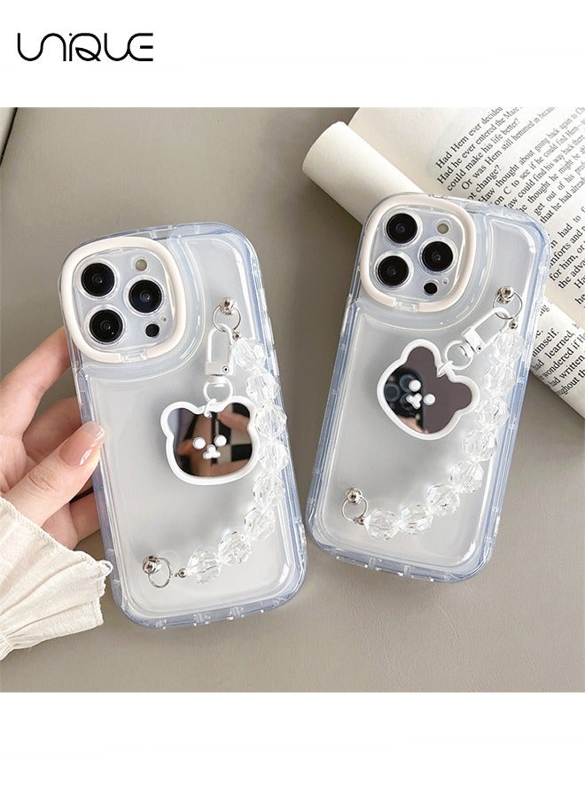Unique Compatible with iPhone 15 Pro Max Cases, Camera Protector Clear Phone Case for iPhone 15 Pro Max, Girl Women's Phone Case with Cute Strap Bracelet Chain - Image 5