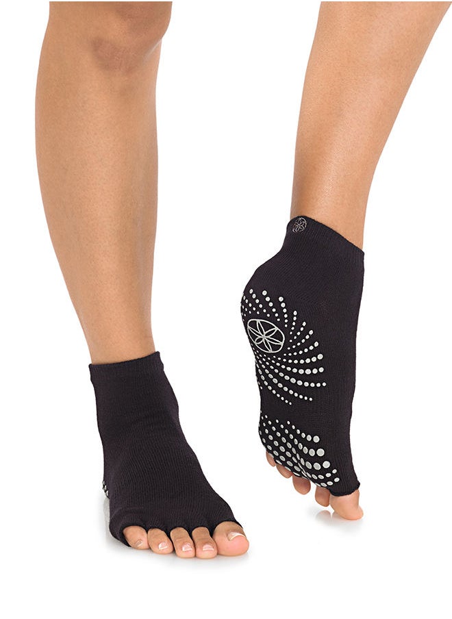 Gaiam Black Toeless Grippy Socks (Small/Medium) 
