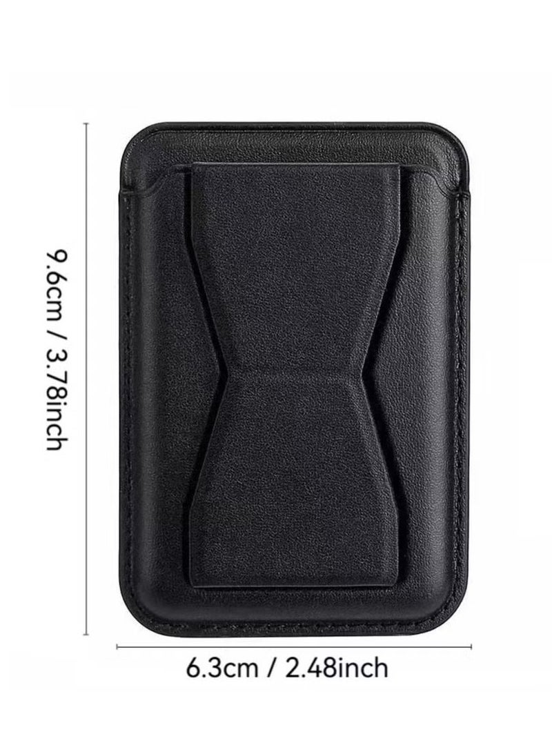 ELTRAZONE Mag Safe Leather Card Holder with Bracket Clip and Kickstand | Slim Magnetic Wallet for iPhone | PU Leather Phone Grip and Stand | Strong MagSafe-Compatible Magnetic Attachment | Lightweight, Stylish Card Slot for Daily Use - Image 2