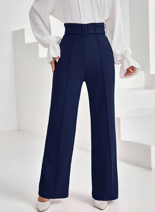 Take Two Solid High Rise Belted Straight Leg Pants