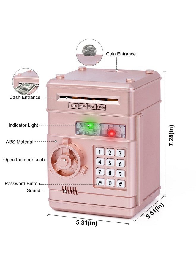 Refasy Piggy Bank Toy,Kids Toys Electronic Piggy Bank for Boys Girls Kids Safe ATM Bank Cash Coin Can for Children Money Bank Toys Money Saving Box Birthday Gift for Kids 6-8(Rose Gold) - Image 3