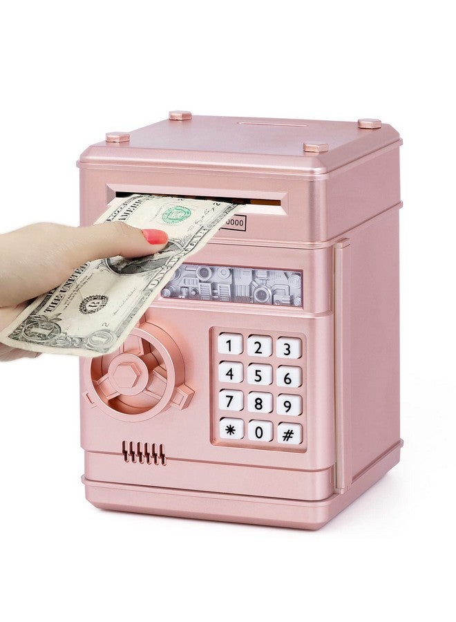 Refasy Piggy Bank Toy,Kids Toys Electronic Piggy Bank for Boys Girls Kids Safe ATM Bank Cash Coin Can for Children Money Bank Toys Money Saving Box Birthday Gift for Kids 6-8(Rose Gold) - Image 1