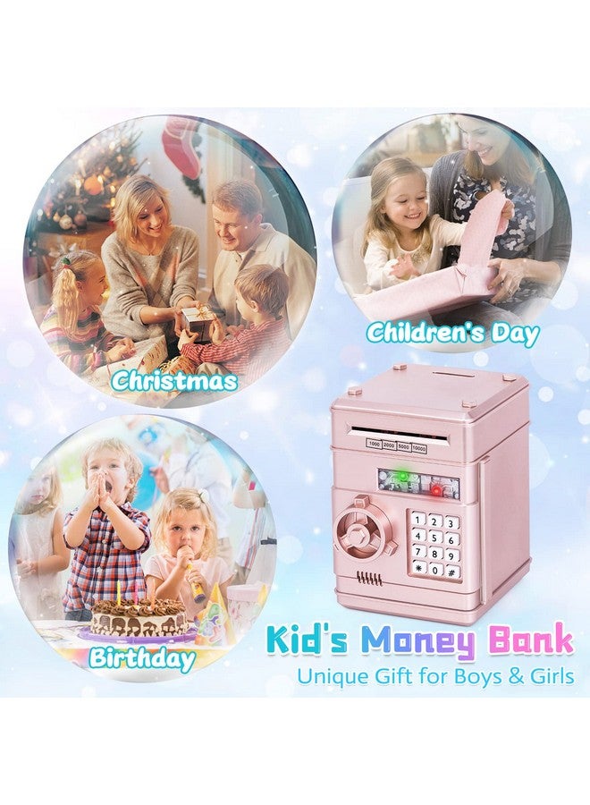 Refasy Piggy Bank Toy,Kids Toys Electronic Piggy Bank for Boys Girls Kids Safe ATM Bank Cash Coin Can for Children Money Bank Toys Money Saving Box Birthday Gift for Kids 6-8(Rose Gold) - Image 5