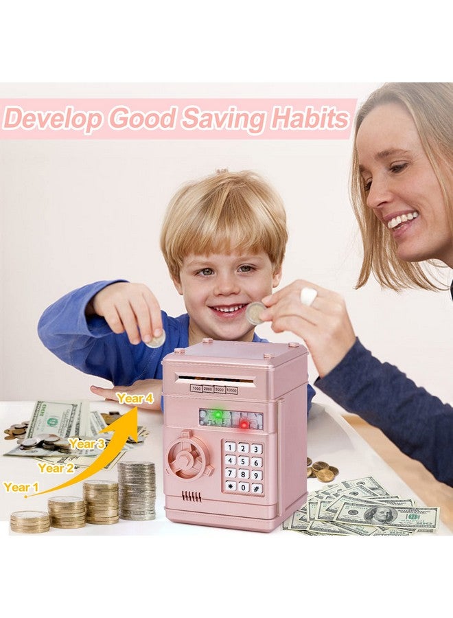 Refasy Piggy Bank Toy,Kids Toys Electronic Piggy Bank for Boys Girls Kids Safe ATM Bank Cash Coin Can for Children Money Bank Toys Money Saving Box Birthday Gift for Kids 6-8(Rose Gold) - Image 2