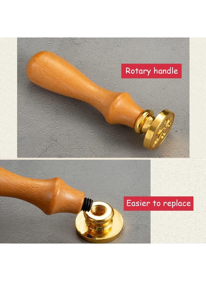 Supvox® Wax Seal Stamp Kit Gift Box Set, Wax Seal Kit, 4Pcs Sealing Wax Stamp Copper Seals + 1 Wooden Wax Seal Stamp Handle + 2 Color Sealing Wax Bar, Wax Stamp Kit for Cards Envelopes - Image 3