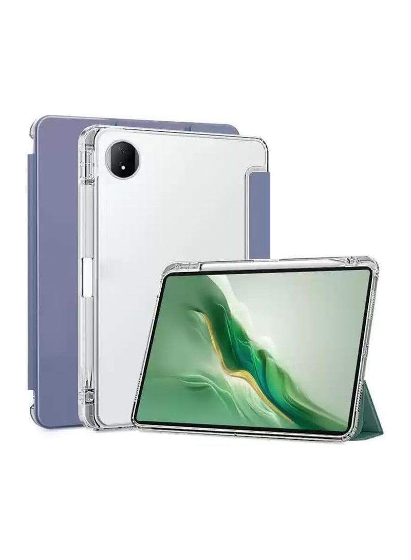 Compatible with Honor MagicPad 2 2024 (12.3 inch) Tablet Unid Series Triple Fold Transparent Case With Pencil Holder and Auto Sleep Wake For Magic Pad 2 12.3 (Lavender)