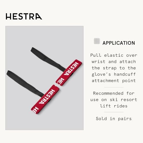 Hestra Unisex Junior/Youth Elastic Wrist Handcuff Leashes for Skiing & Snowboarding, Adjustable Glove Strap Accessories, Fits Sizes 3-7 (80/17 mm) - Image 2